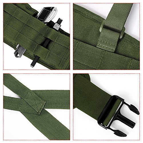 LUUFAN Cinturón táctico Mille Cinturón Resistente de Trabajo Pesado Ajustable con Correa Libre para Actividades al Aire Libre (Army Green)