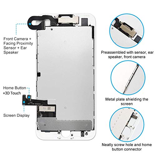 LWMTT Pantalla Tàctil LCD para iPhone 8 Blanco – Táctil Reemplazo Digital Conjunto Completo Recambio Herramientas para la Reparación, Vidrio Protector
