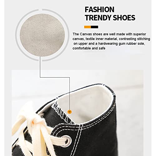 LXYA Zapatos de Lona de Lona de Color Negro o Blanco, Mujeres Hombres Moda Logo Encaje-ups Zapatillas for Caminar Casual, diseño de Estilo Hip-Hop Zapatillas Ligeras Zapatillas de Moda Bombas de Moda