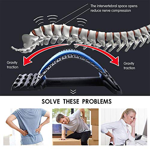 Magic Back Support Plus Stretch Mate Adjustable Back Right Lumbar Stretcher for Posture Correction and Pain Relief (Blue)