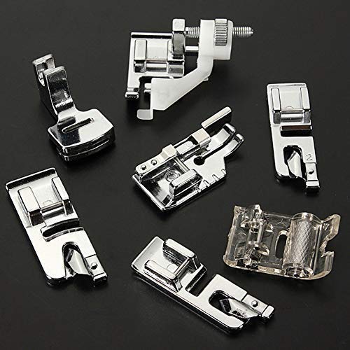 Magiin Kit de Accesorios de Costura Multifunción Multifunción Máquinas de Coser Presser Sewing Tool Plata Metal (32 Tipos de Versión en Inglés Simple de Prensatelas)