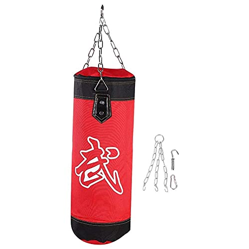  Saco de boxeo pesado relleno para entrenamiento MMA de 65  libras, bolsa de boxeo pesada con cadenas, saco de boxeo colgante para  hombres y mujeres adultos, color negro : Deportes y