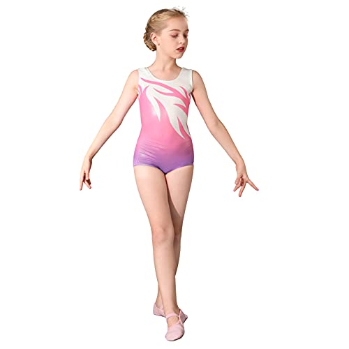 Maillot de Gimnasia Leotardos de Danza Body Ballet Clásico Sin Mangas para Niña Rosa 130-140 cm 8-10 Años