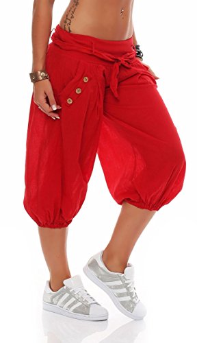 Malito Mujer Pantalón con Cinturón Corto Aladin Yoga Pants 3416 (Rojo)