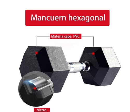 Mancuernas hexagonales ergonómicas con empuñadura de Cromo y Revestimiento de Caucho. 5kg / 7.5kg / 10kg / 12,5kg / 15kg (15KG)
