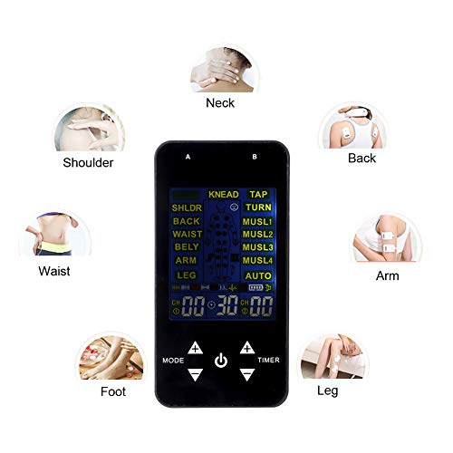 Máquina EMS TENS para aliviar el dolor, máquina de terapia de decenas, estimulador muscular de pulso con masajeador eléctrico con 9 modos de masaje - pantalla LED de alta definición - salida de doble