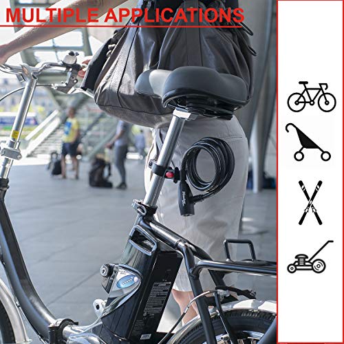MASTER LOCK Candado Bicicleta [1,8 m Cable] [Llave] [Flexible Montaje] [Exterior] 8232EURDPRO - Ideal para Bicicleta, Monopatín, Paseante, Cortacésped y Otro Equipo