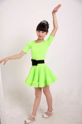 Matissa - Vestido de Baile, Ballet Latino Rumba Samba, Faldas de Vestido para Baile, niñas de 3 a 15 años (Verde, 150 (12 a 13 años)