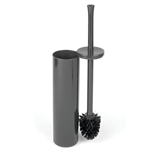 mDesign Escobillero de baño con cepillo para inodoro - Moderno y elegante soporte con escobilla de baño - Fabricación en plástico duradero - gris pizarra