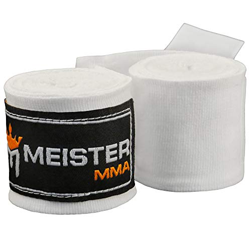 Meister Junior 108" Vendas para Manos de algodón elásticas para MMA y Boxeo (Par) - Blanco