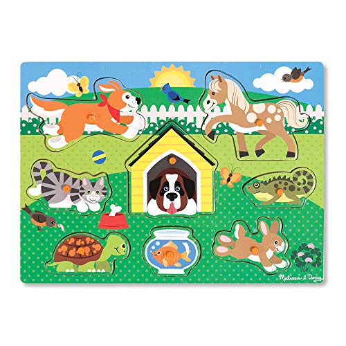 Melissa & Doug- Pets Peg Mascotas Juego Puzzle con 8 Piezas, Multicolor (19053)
