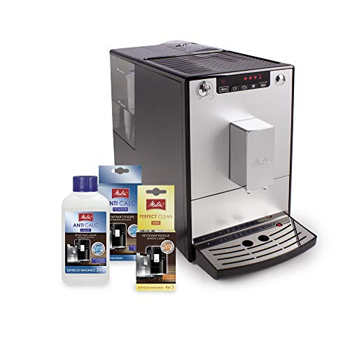 Melitta Caffeo Solo E950-103 Cafetera Superautomática con Molinillo, 15 Bares, Café en Grano para Espresso, Limpieza Automática, Personalizable, Plata