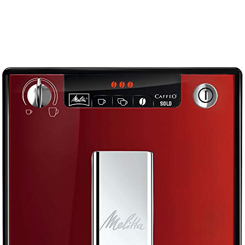Melitta E 950-104 Caffeo Solo E950-104, Cafetera Molinillo, 15 Bares, Café en Grano para Espresso, Limpieza Automática, Personalizable, Rojo, 1400 W, 1.2 unknown_modifier, Acero inoxidable