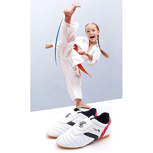 Meng Zapatillas de Taekwondo Cómodos Antideslizantes Zapatillas Deportivos de Taekwondo Kung Fu Tai Chi (Color : White, Size : 38)