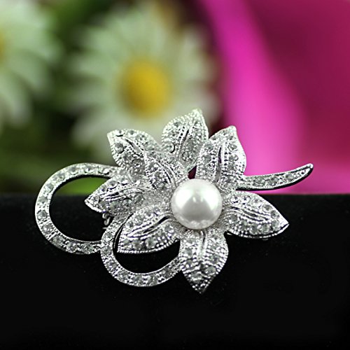 Merdia con clase de la flor broche Creado con Brillante de cristal y perlas Creado para la boda de Navidad o fiesta de graduación