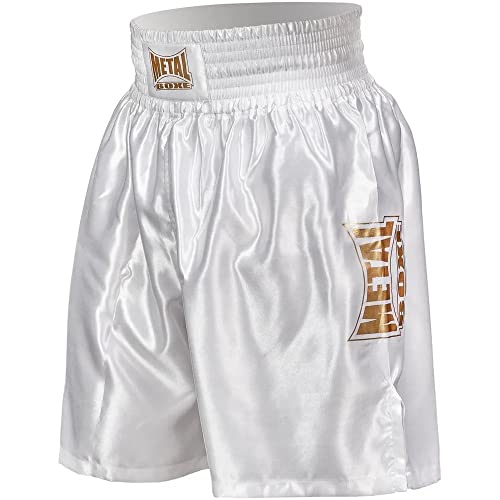 Metal Boxe – Pantalones cortos de boxeo inglesa Proline, color blanco, tamaño medium