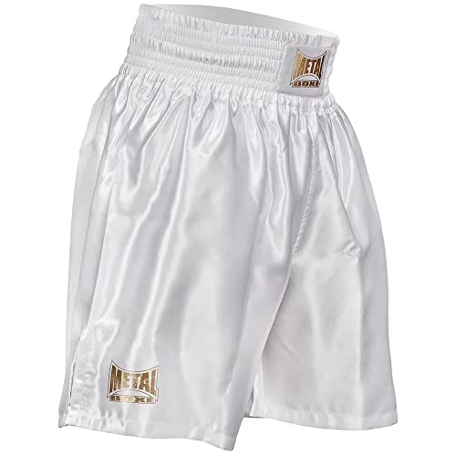 Metal Boxe – Pantalones cortos de boxeo inglesa Proline, color blanco, tamaño medium