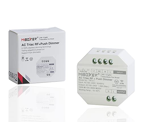Mi-Light MiBoxer TRI-C1 - Módulo regulador TRIAC con mando RF + PUSH para LED regulables AC 100-240 V