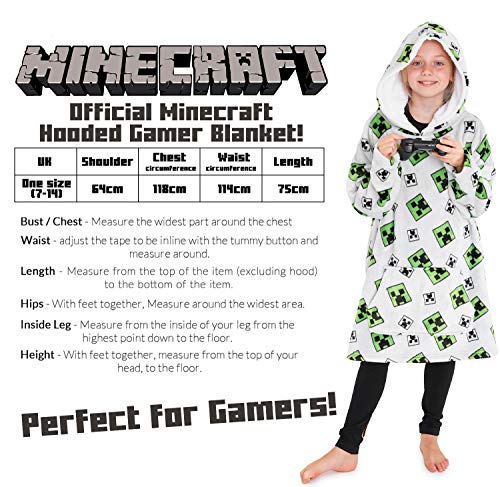 Minecraft Sudadera Niño, Sudadera Manta con Capucha de Forro Polar, Sudaderas Oversize Invierno, Regalos para Niños y Adolescentes 7-14 Años (Gris)
