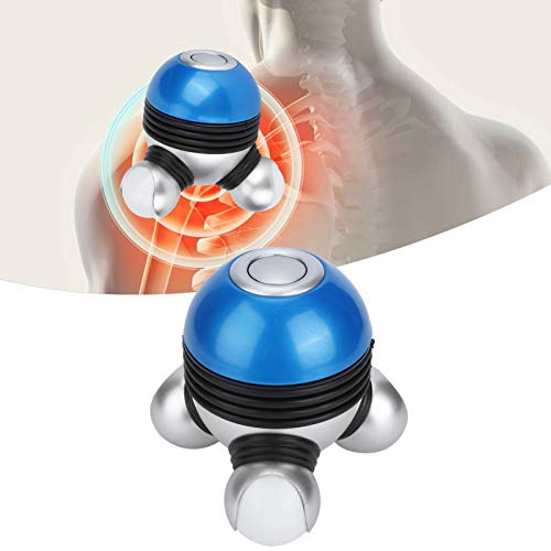 Mini masajeador vibratorio corporal de mano con luz LED para cabeza, cuello, piernas, alivio del dolor, espalda portátil de bajo ruido para aliviar el dolor y relajar los músculos(Blue)