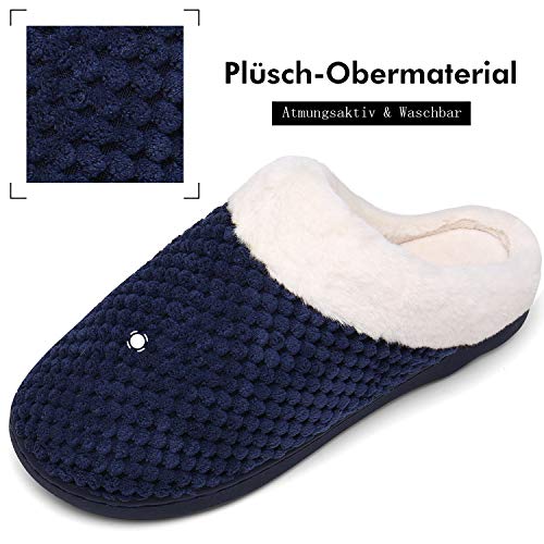 Mishansha Zapatillas Invierno Mujer Casa Zapatos Memory Foam Pantuflas Casa Cómodas Suave Slippers Suela de Goma,Azul,40/41