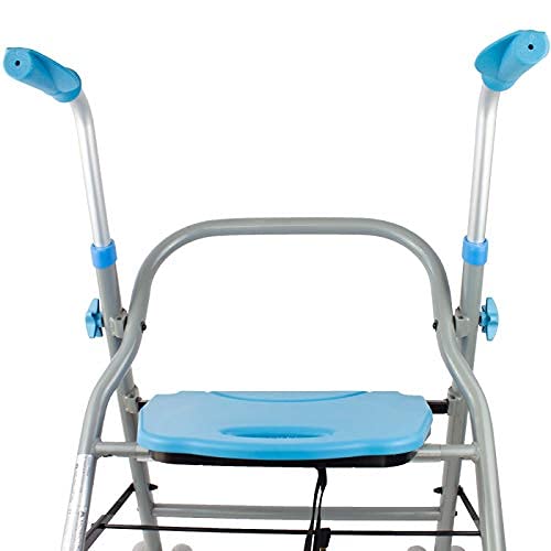 Mobiclinic , Modelo Future , Andador para mayores, adultos, ancianos o minusválidos, de acero y aluminio, ligero, plegable, con asiento y ruedas , Color Celeste