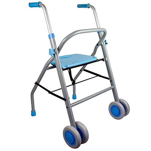 Mobiclinic , Modelo Future , Andador para mayores, adultos, ancianos o minusválidos, de acero y aluminio, ligero, plegable, con asiento y ruedas , Color Celeste
