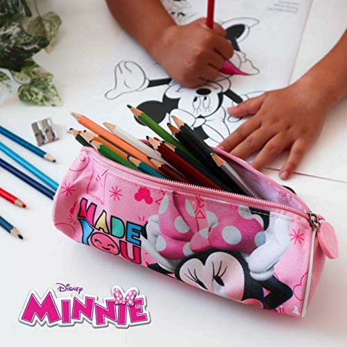Mochila Infantil 3D, Estuche Escolar y Bolsa Merienda de Cuerdas Pack Diseño Colorido – Minnie Mouse | Mochila Escolar Niña de 3 Años | Material Escolar Vuelta al Cole con Minnie Mouse
