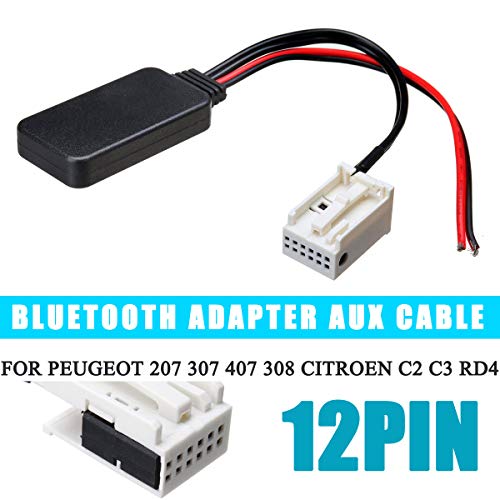Módulo Bluetooth Radio Estéreo 12Pin Aux In Cable Adaptador Compatible con Peugeot 207 307 407 308 Para Citroen C2 C3 RD4