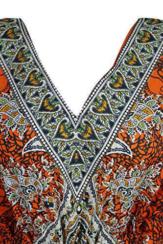 Mogul New - Vestido tipo kimono tipo túnica kaftan, tamaño libre (naranja)