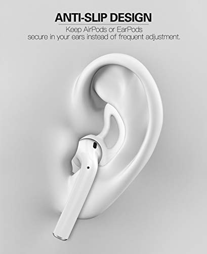 MoKo Almohadillas Auriculares Compatible con Apple AirPods/EarPods [4 PZS], Respuesto de Eartips de Silicona Suave Anti-Slip Gancho de Gel Auriculares Protectivos Accessorios - Blanco