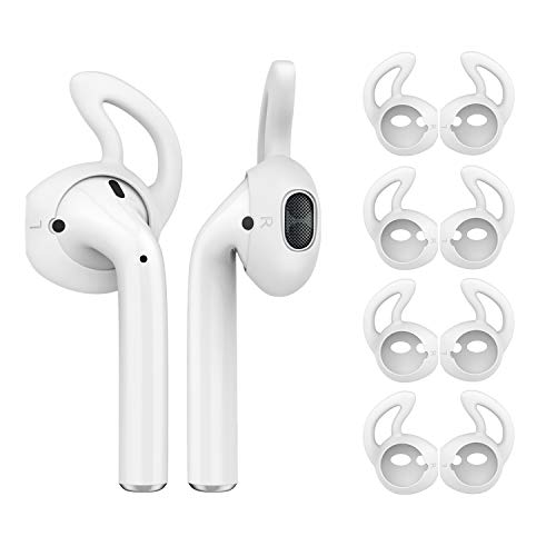 MoKo Almohadillas Auriculares Compatible con Apple AirPods/EarPods [4 PZS], Respuesto de Eartips de Silicona Suave Anti-Slip Gancho de Gel Auriculares Protectivos Accessorios - Blanco