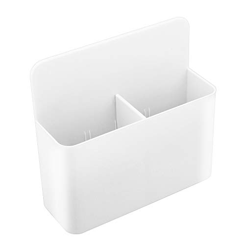 MoKo Caja de Almacenamiento Magnética, Organizador de Plástico para Refrigerador Escritorio Armario, Soporte de Marcador con 2 Compartimentos para Tizas Lápices en Hogar Cocina Oficina - Blanco