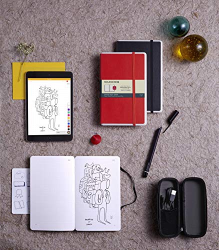 Moleskine - Cuaderno Digital con Páginas Rayadas y Tapa Dura, Apto para Uso con Bolígrafo Moleskine+, Tamaño Extra Grande 19 x 25 cm, Color Rojo Escarlata