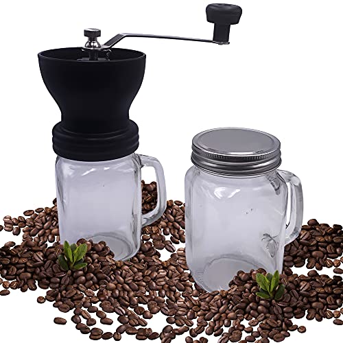 Molinillo café + 2 jarras de cristal (Maquina de cafe). Rodamientos especiales en cerámica para una mejor molienda. Diseño exclusivo, elegante y fácil de usar.
