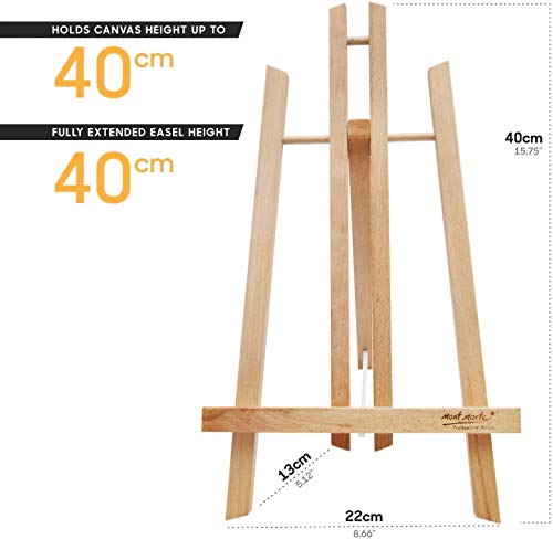 Mont Marte Caballete Mesa pequeña de madera de Haya – Medio – Caballete compacto – Ideal para la presentación de Lienzos de hasta 40 cm – Ideal para Eventos, Exhibiciones y Convenciones
