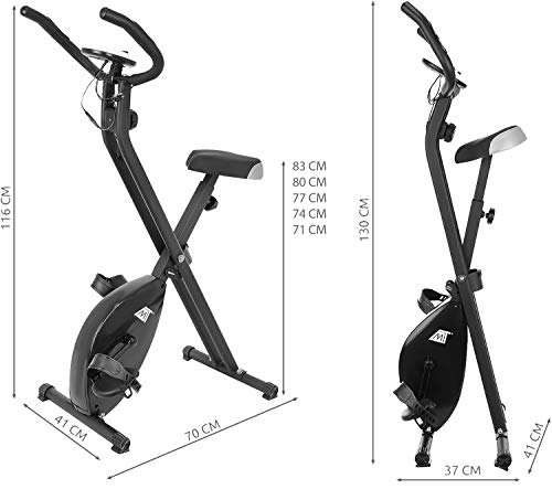 MT MALATEC Bicicleta estática plegable, con ordenador de entrenamiento, peso corporal hasta 100 kg, color negro, 9643