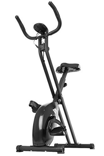 MT MALATEC Bicicleta estática plegable, con ordenador de entrenamiento, peso corporal hasta 100 kg, color negro, 9643