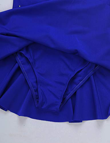 Mufeng Vestido de Leotardo de Color Sólido sin Mangas para Niñas Maillot Patinaje Artístico Baile Disfraz Bailarina con Volantes Gimnasia Azul A 13-14 años