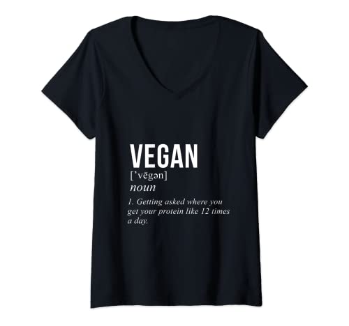 Mujer Definición Proteína Vegan Camiseta Cuello V