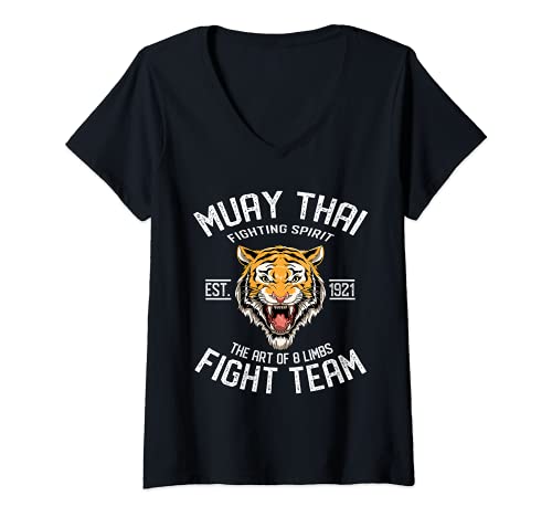 Mujer Equipo de lucha de muay thai y boxeo tailandés Camiseta Cuello V