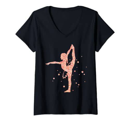 Mujer Idea de regalo para gimnasia, gimnasia y ejercicio en el suelo, gimnasia Camiseta Cuello V