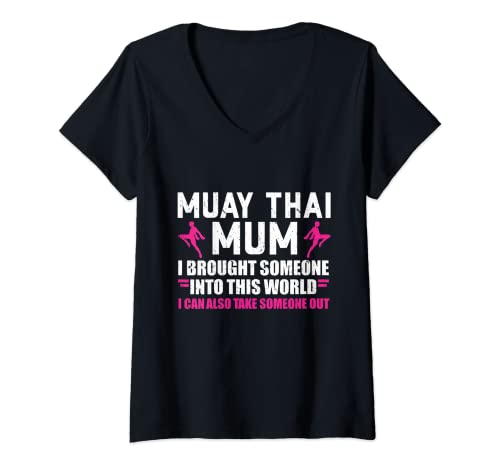 Mujer Mamá Madre Mauy Tailandia Tailandia Muay Thai Camiseta Cuello V