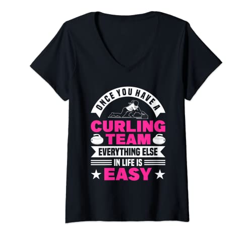 Mujer Una Vez Que Tienes Un Equipo De Curling Rizar Camiseta Cuello V