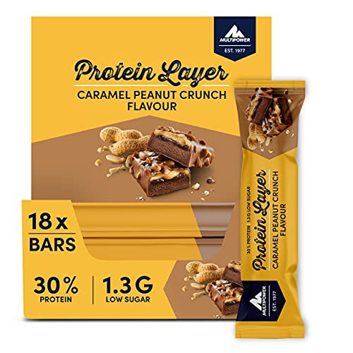 Multipower Protein Layer Bar, 18 x 50 g Riegel (Caramel Peanut Crunch)
