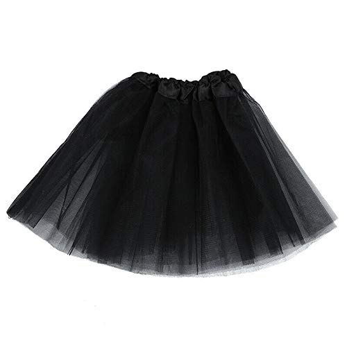 MUNDDY® - Tutu Elastico Tul 3 Capas 30 CM de Longitud para niña Bebe Distintas Colores Falda Disfraz Ballet (Negro)