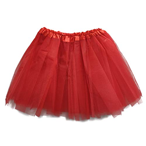 MUNDDY® - Tutu Elastico Tul 3 Capas 30 CM de Longitud para niña Bebe Distintas Colores Falda Disfraz Ballet (Rojo)