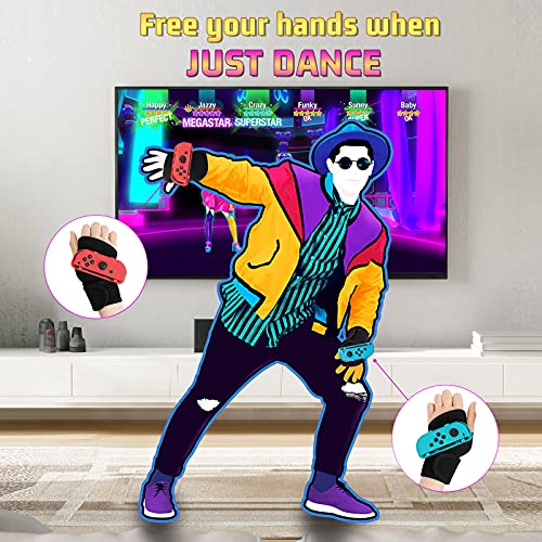 Muñequeras para Just Dance 2022/2021/2020/2019 Nintendo Switch Joy-Con Controller Game y Zumba Burn It Up, inRobert 2Pcs Brazalete adhesivo ajustable para muñequera, apto para adultos (rojo y azul)