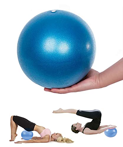 Mupack Pelota de gimnasia pequeña para pilates, 25 cm, pelota de yoga, pilates, pequeña para ejercicio, incluye bomba de pelota, antideslizante y superligera, para yoga, casa, oficina (azul)