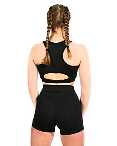 MVC Mallas/Shorts Push Up, Leggins Pantalon Corto Yoga, Leggings/Shorts Fitness Suaves Elásticos Cintura Alta para Reducir Vientre, Fabricado en España (XS/S, Negro)